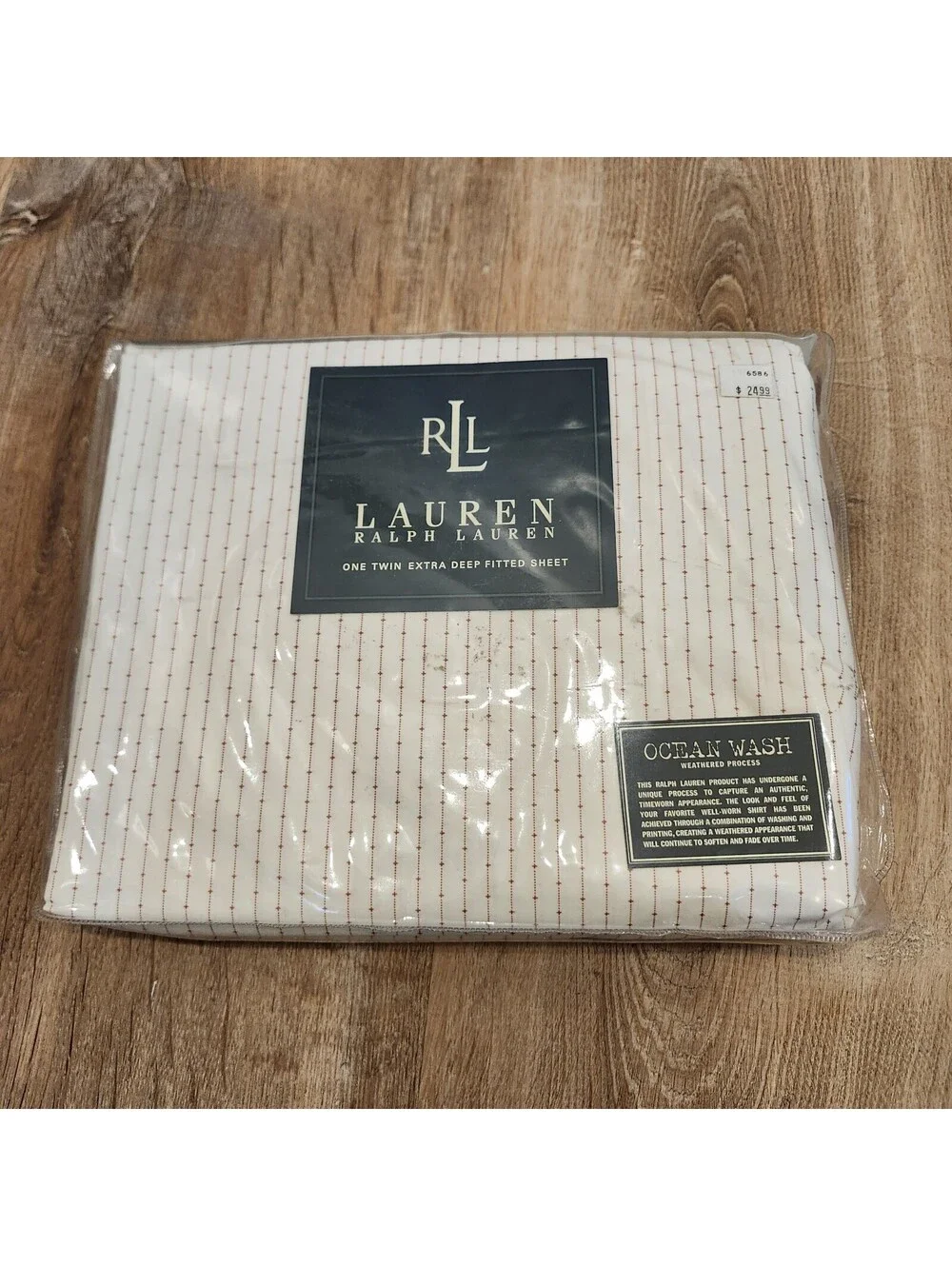 Vtg Ralph Lauren Twin Extra Deep Fitted Sheet Ocean Wash Heartland Calico Red